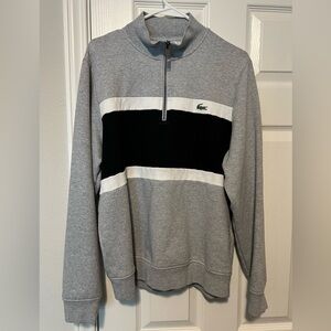 Lacoste Men's Gray and Black Zip-Up Sweat Shirt